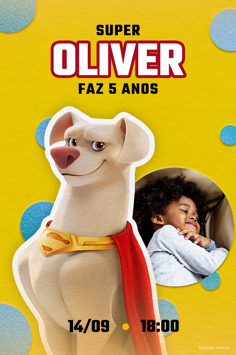 Modelo de Convite de Aniversario - Krypto! O Supercao Criar convite de aniversário - Krypto! O Supercão| FestaLab