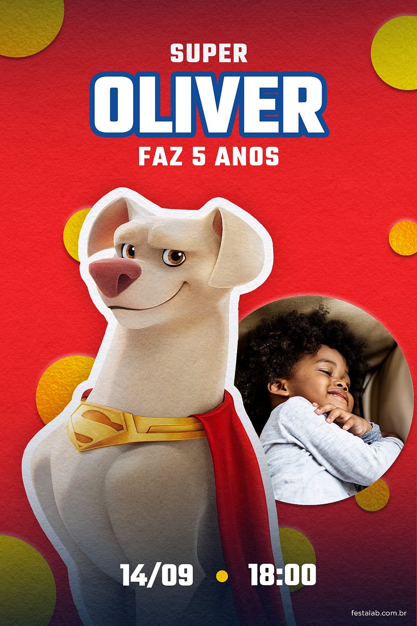 Modelo de Convite de Aniversario - Krypto! O Supercao Criar convite de aniversário - Krypto! O Supercão| FestaLab
