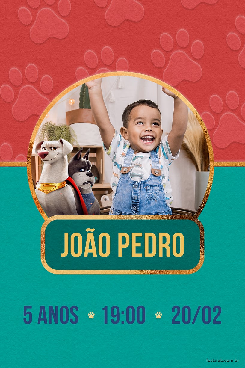 Modelo de Convite de Aniversario - Super pets Vermelho Criar convite de aniversário - Super pets Vermelho| FestaLab
