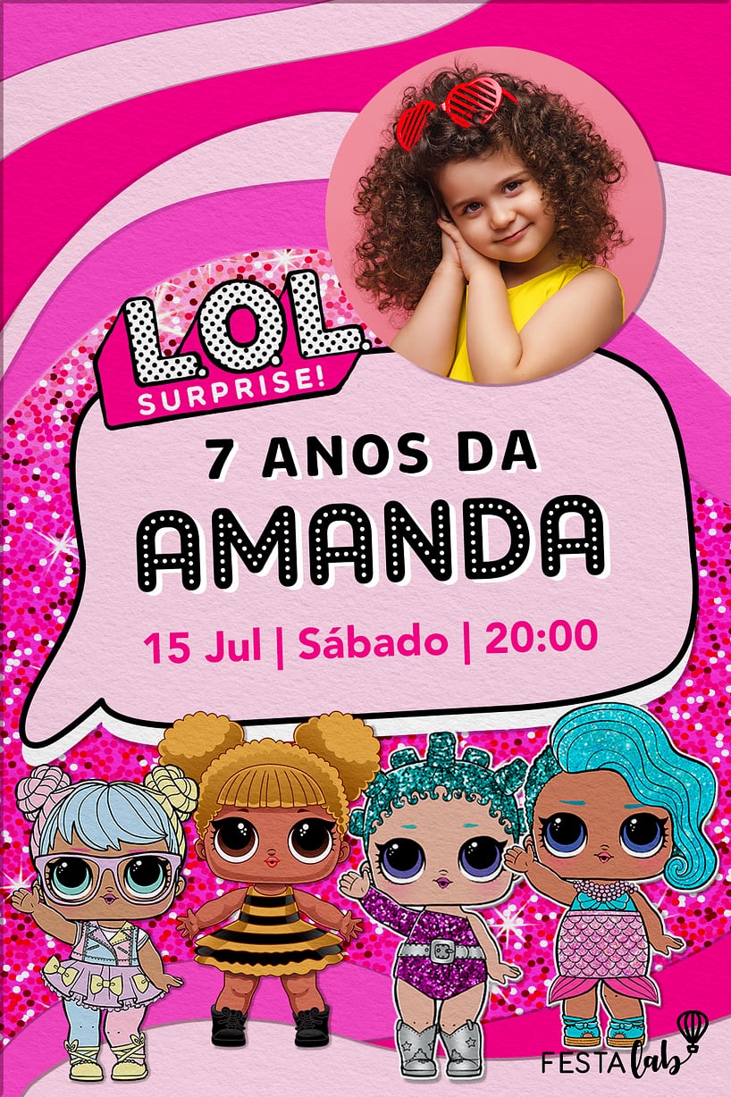 Modelo de Convite de Aniversario - L.O.L Surprise Criar convite de aniversário - L.O.L Surprise| FestaLab