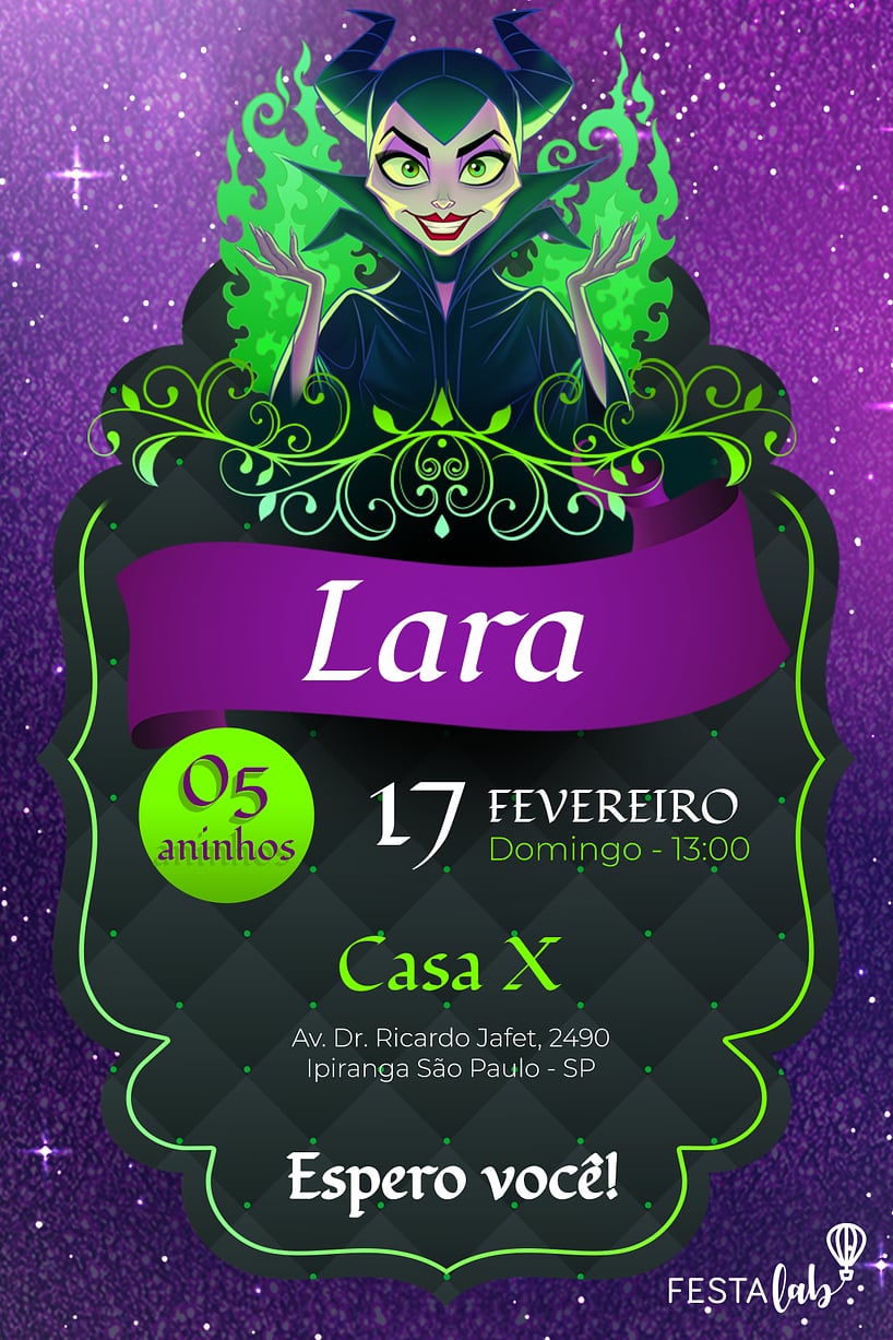 Modelo de Convite de Aniversario - Malevola Criar convite de aniversário - Malévola| FestaLab