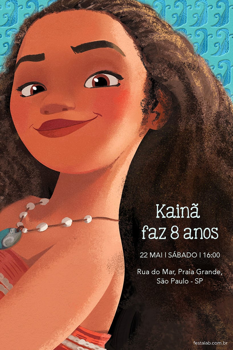 Modelo de Convite de Aniversario - Moana Aventura Criar convite de aniversário - Moana Aventura| FestaLab