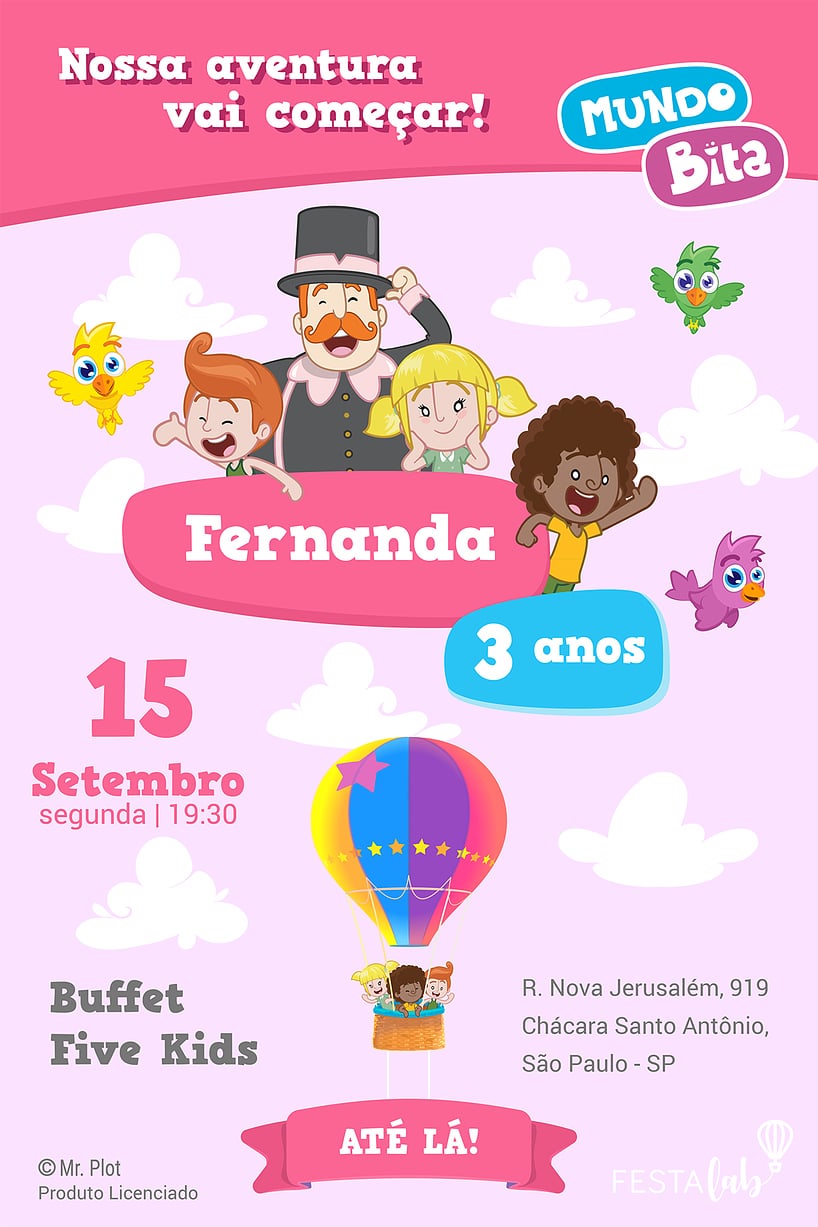 Modelo de Convite de Aniversario - Mundo Bita Criar convite de aniversário - Mundo Bita| FestaLab