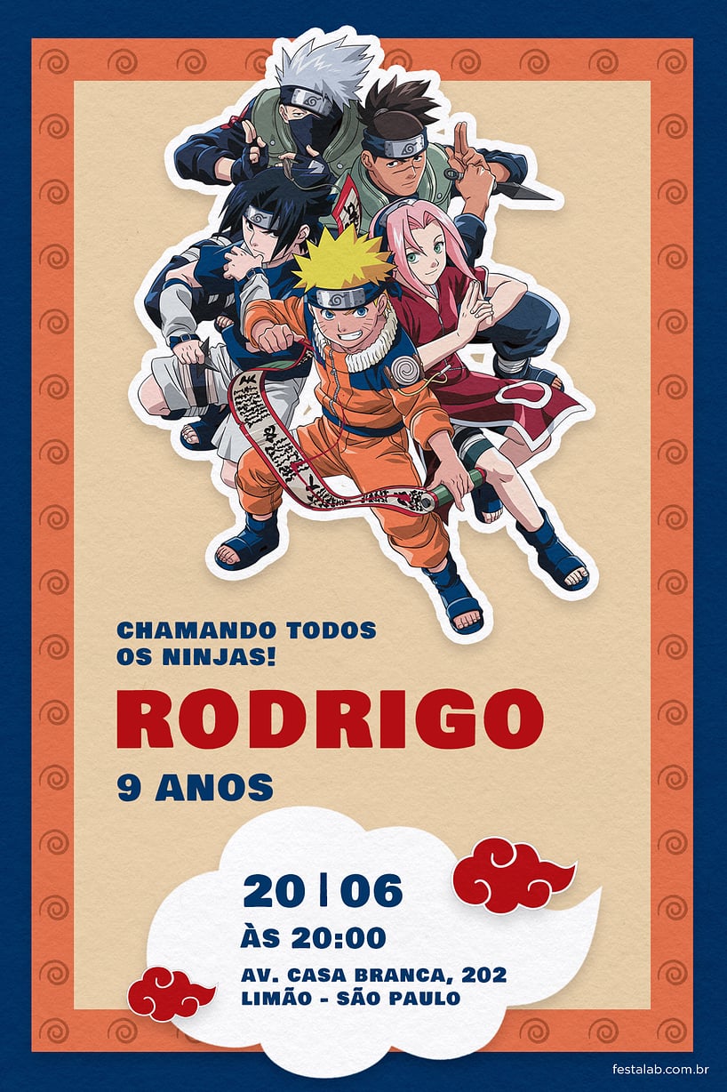 Modelo de Convite de Aniversario - Naruto Criar convite de aniversário - Naruto| FestaLab