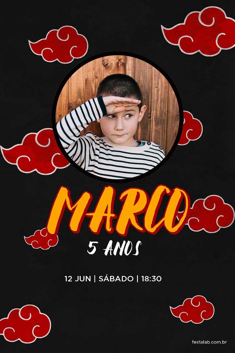 Modelo de Convite de Aniversario - Naruto Fumaca Ninja Criar convite de aniversário - Naruto Fumaça Ninja| FestaLab