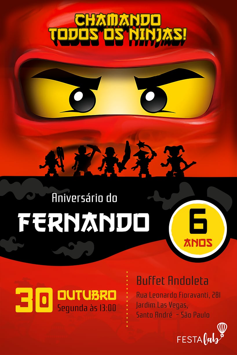 Modelo de Convite de Aniversario - Ninja Go Criar convite de aniversário - Ninja Go| FestaLab