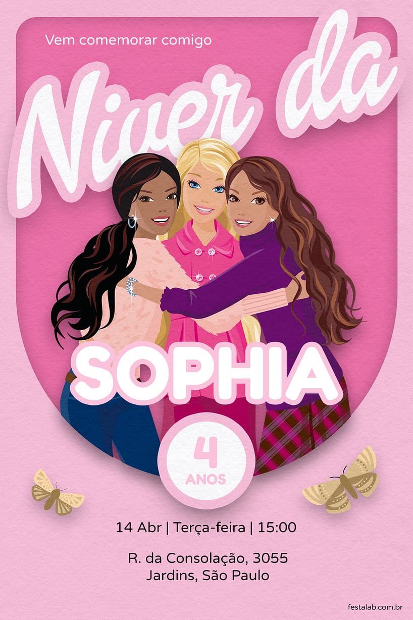 Modelo de Convite de Aniversario - Niver da Barbie Rosa Criar convite de aniversário - Niver da Barbie Rosa| FestaLab