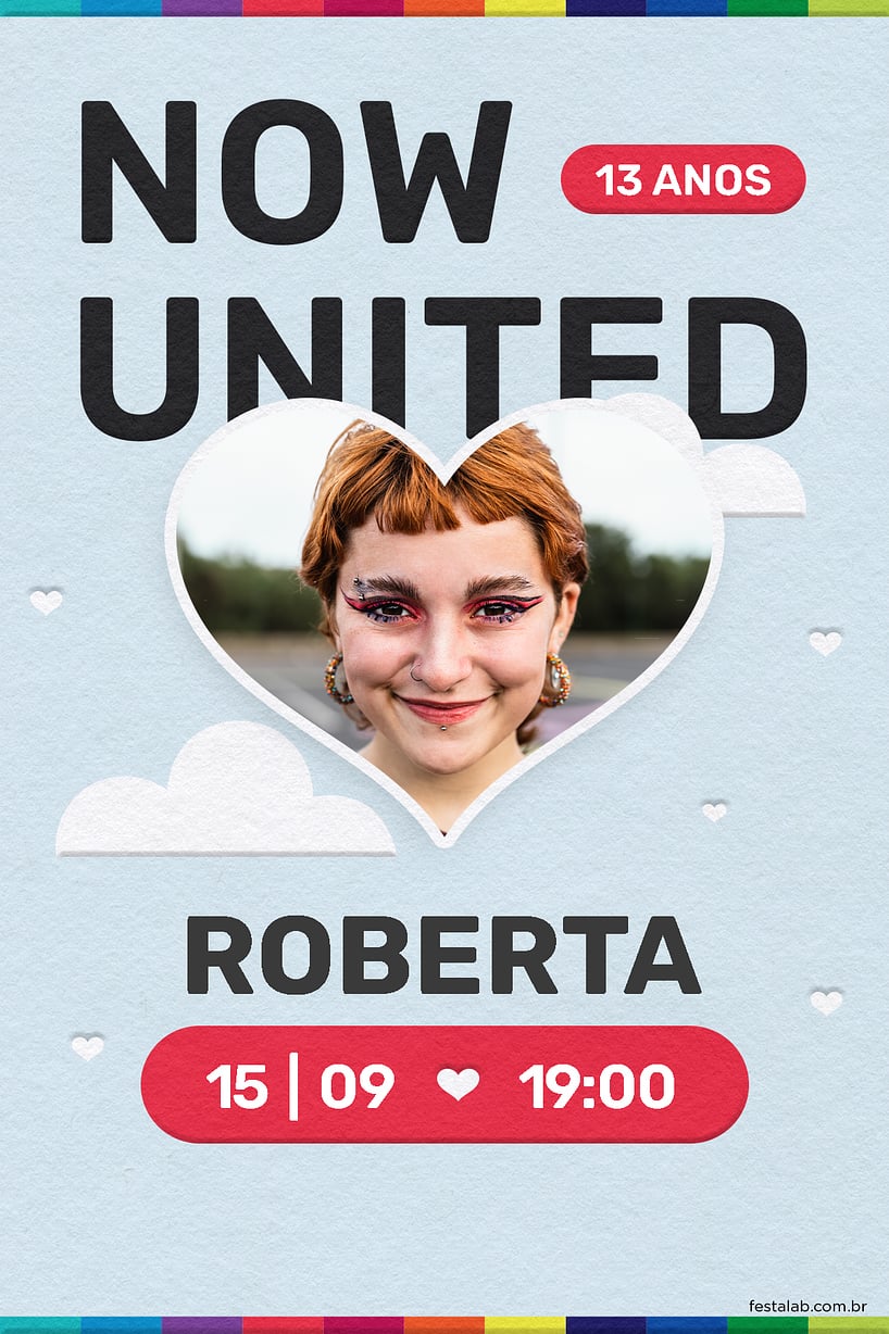 Modelo de Convite de Aniversario - Now United Criar convite de aniversário - Now United| FestaLab