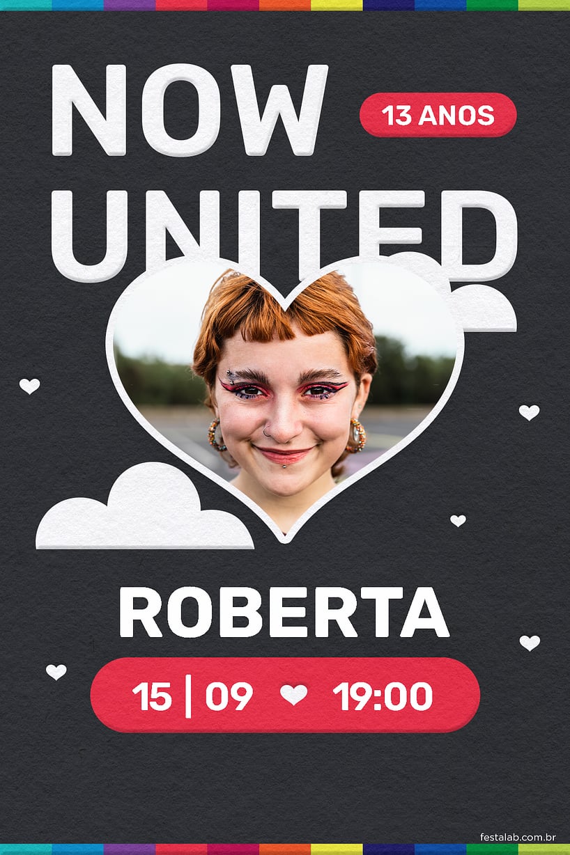 Modelo de Convite de Aniversario - Now United Criar convite de aniversário - Now United| FestaLab