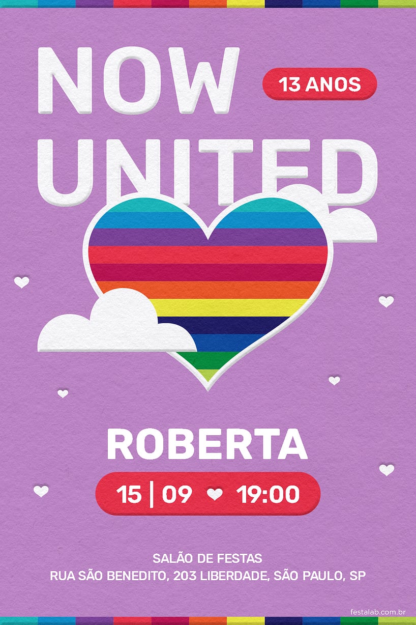 Modelo de Convite de Aniversario - Now United Criar convite de aniversário - Now United| FestaLab
