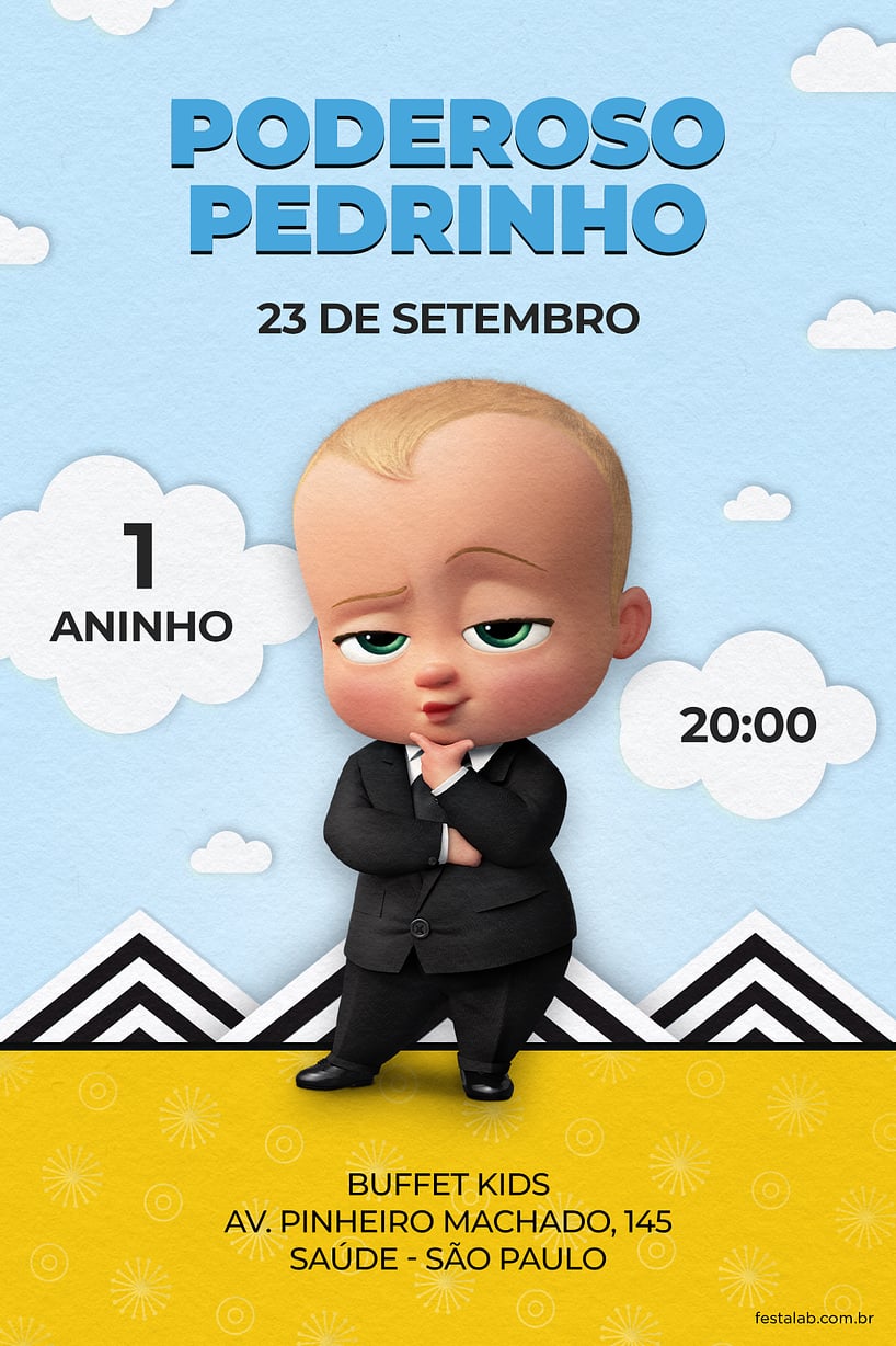 Modelo de Convite de Aniversario - O Poderoso Chefinho Criar convite de aniversário - O Poderoso Chefinho| FestaLab