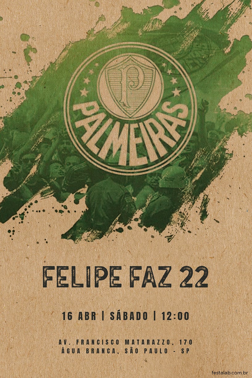 Modelo de Convite de Aniversario - Palmeiras Criar convite de aniversário - Palmeiras| FestaLab