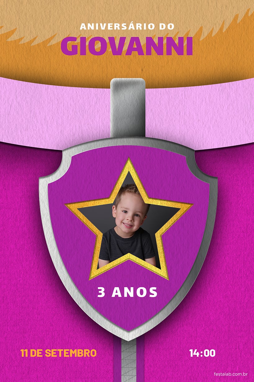 Modelo de Convite de Aniversario - Patrulha da Skye Criar convite de aniversário - Patrulha da Skye| FestaLab