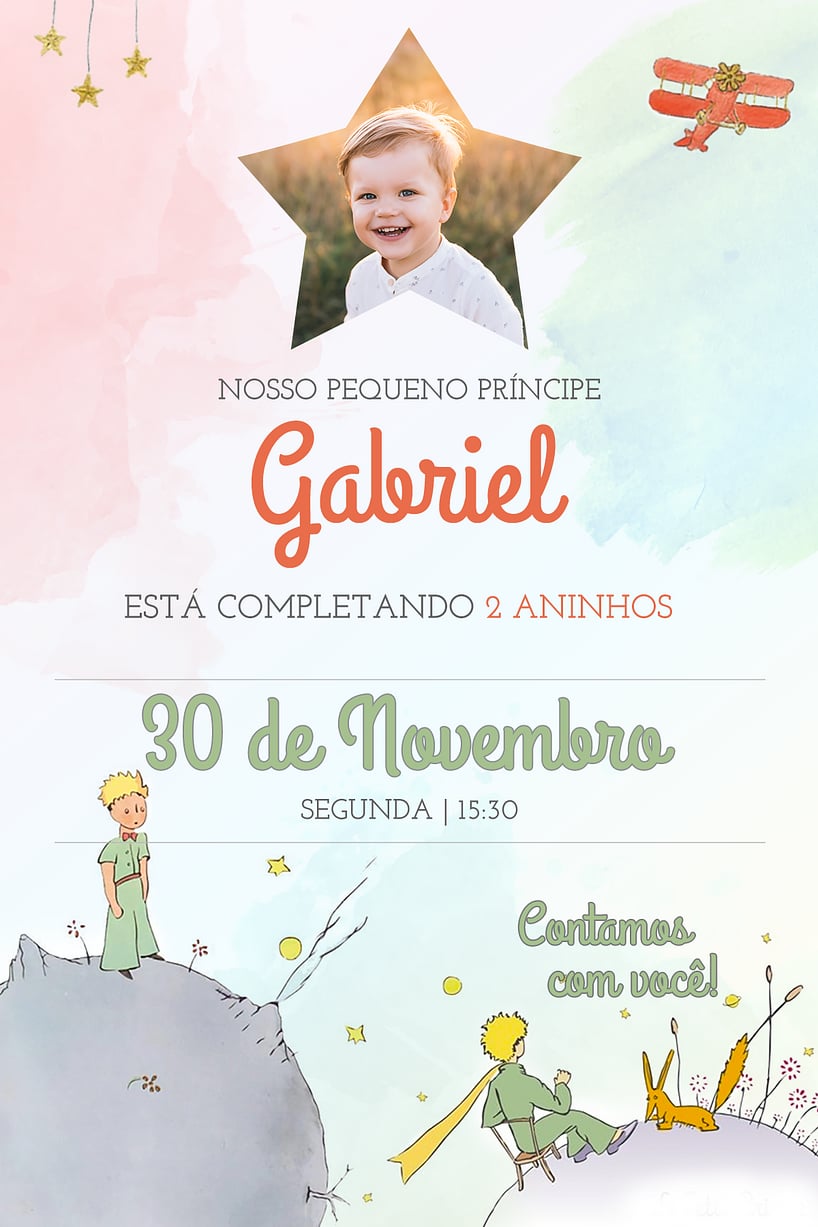Modelo de Convite de Aniversario - Pequeno Principe Criar convite de aniversário - Pequeno Príncipe| FestaLab