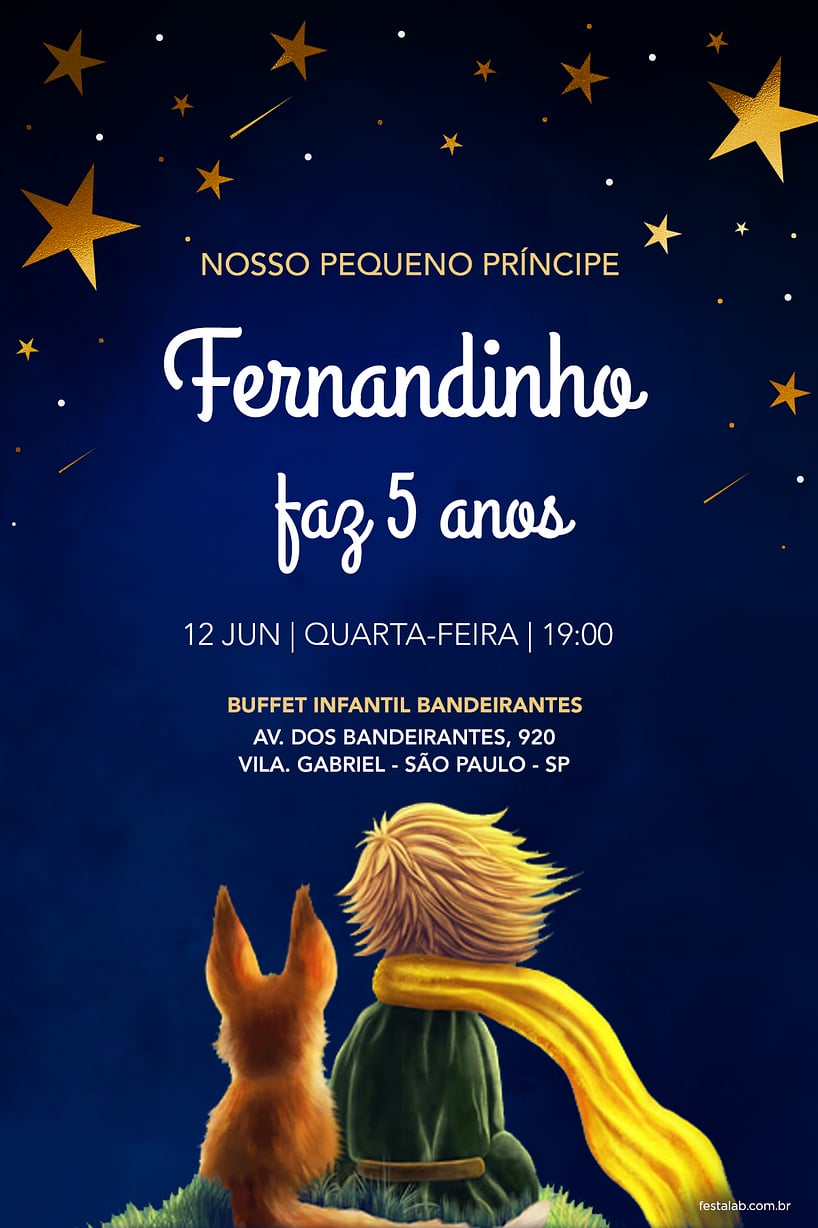 Modelo de Convite de Aniversario - No Reino das Estrelas Criar convite de aniversário - No Reino das Estrelas| FestaLab