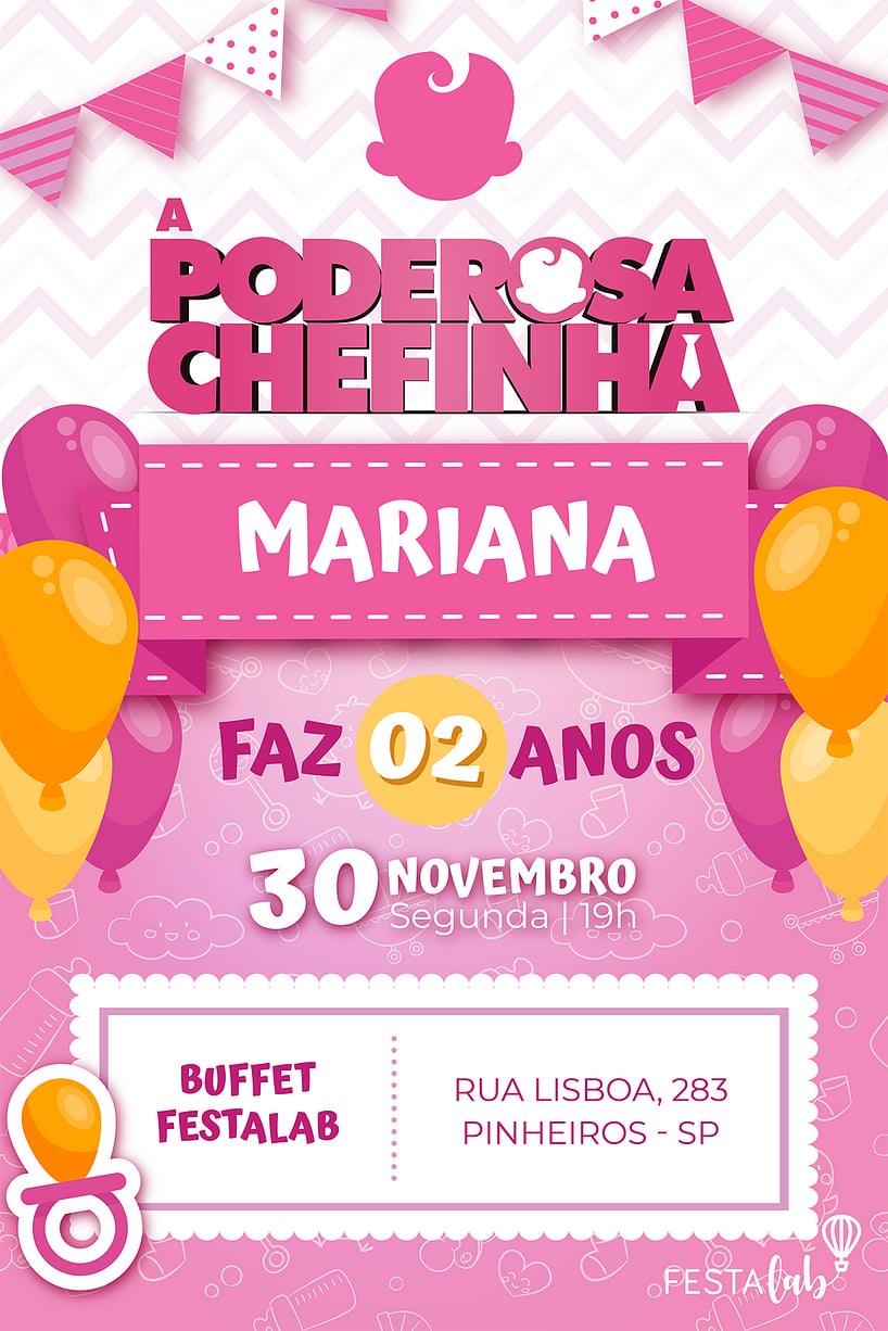 Modelo de Convite de Aniversario - Poderosa Chefinha Criar convite de aniversário - Poderosa Chefinha| FestaLab