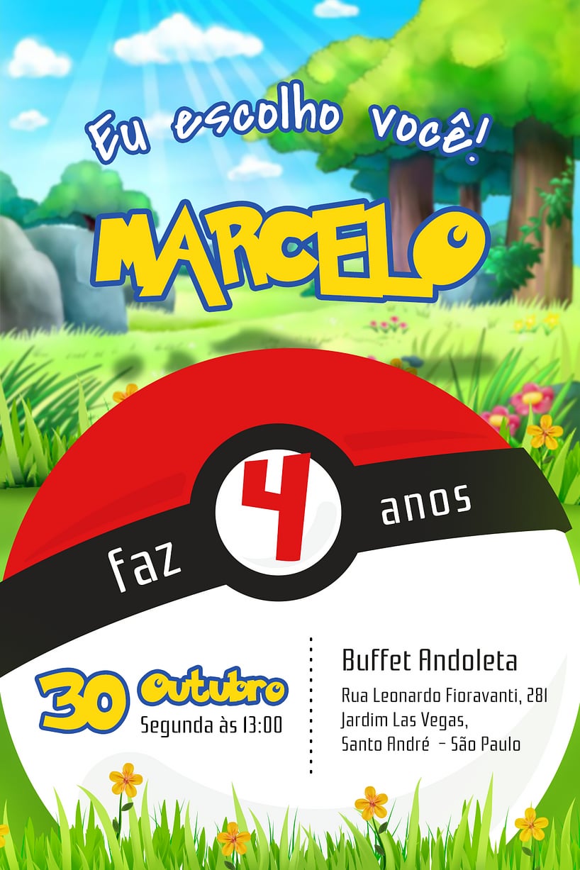 Modelo de Convite de Aniversario - Pokemon Criar convite de aniversário - Pokemon| FestaLab