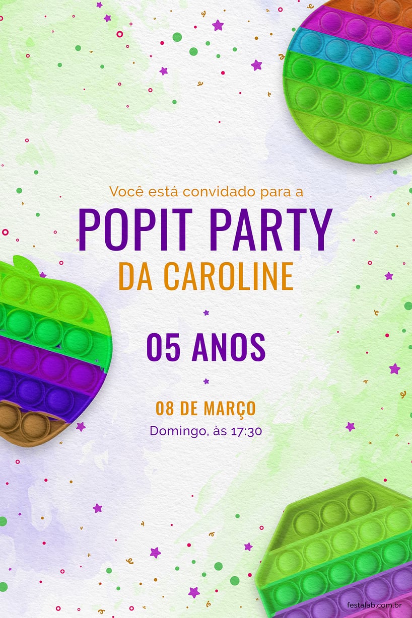 Modelo de Convite de Aniversario - Pop it party verde Criar convite de aniversário - Pop it party verde| FestaLab