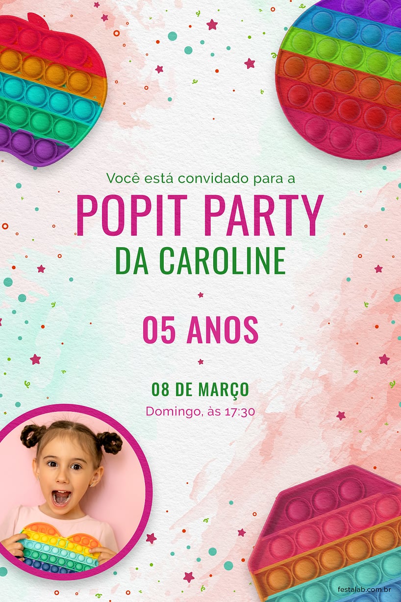Modelo de Convite de Aniversario - Pop It party vermelho Criar convite de aniversário - Pop It party vermelho| FestaLab