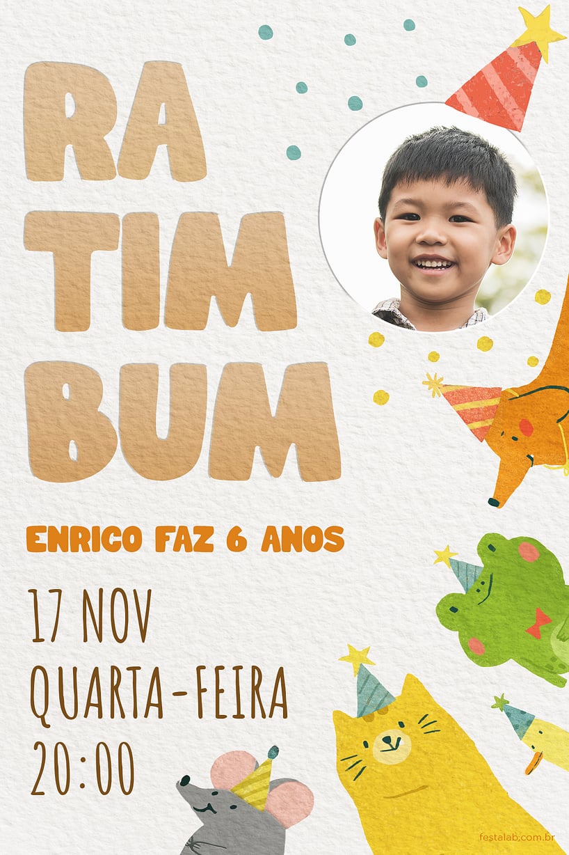 Modelo de Convite de Aniversario - Ra Tim Bum Criar convite de aniversário - Ra Tim Bum| FestaLab