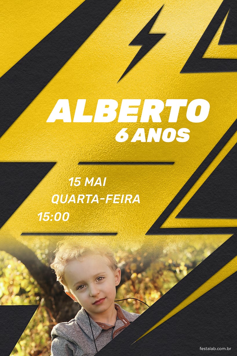 Modelo de Convite de Aniversario - Raio: The Flash Criar convite de aniversário - Raio: The Flash| FestaLab