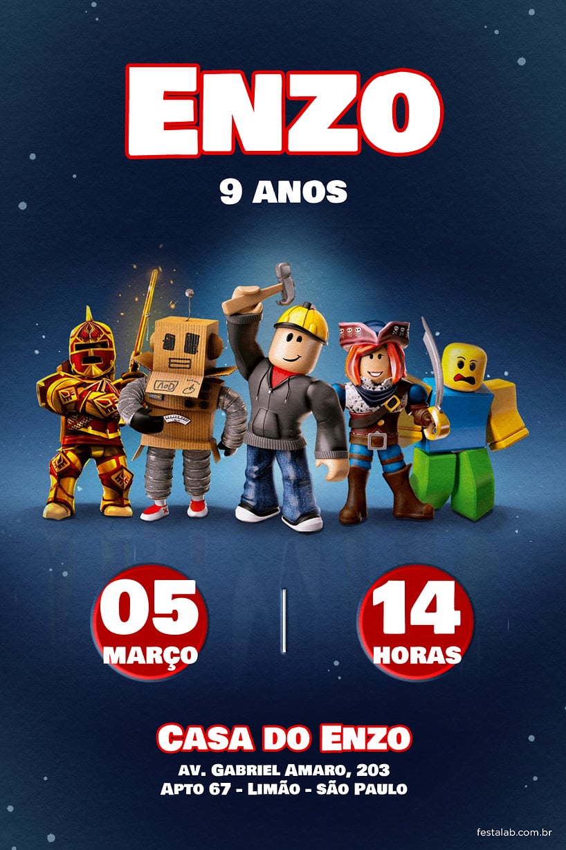 Modelo de Convite de Aniversario - Roblox Criar convite de aniversário - Roblox| FestaLab