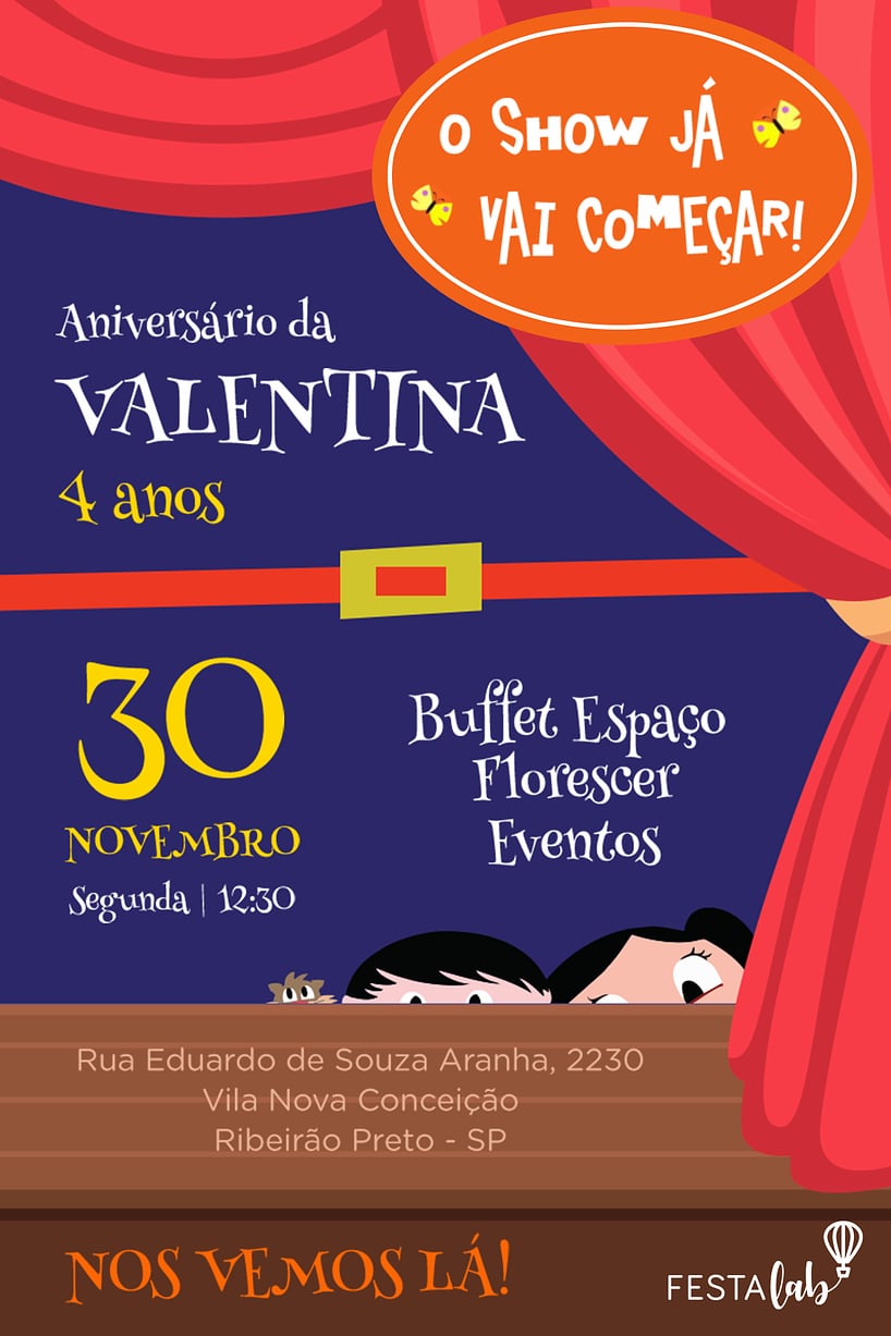 Modelo de Convite de Aniversario - Show da Luna Criar convite de aniversário - Show da Luna| FestaLab
