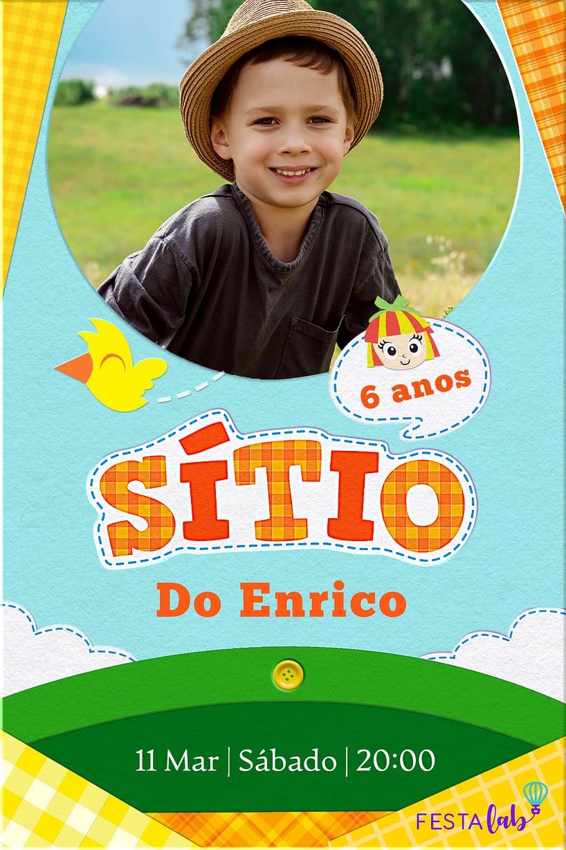 Modelo de Convite de Aniversario - Sitio do Picapau Amarelo Criar convite de aniversário - Sítio do Picapau Amarelo| FestaLab