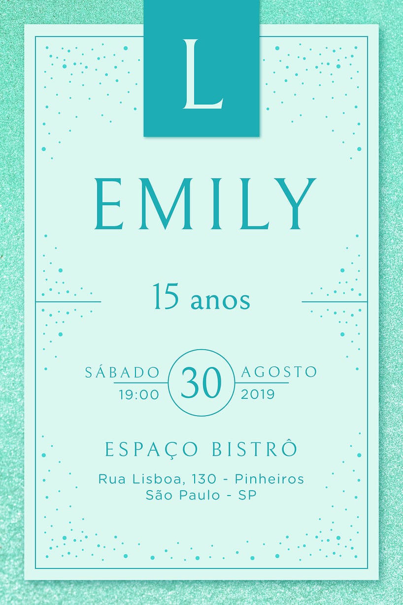 Modelo de Convite de Aniversario - Sofisticado Tiffany Criar convite de aniversário - Sofisticado Tiffany| FestaLab