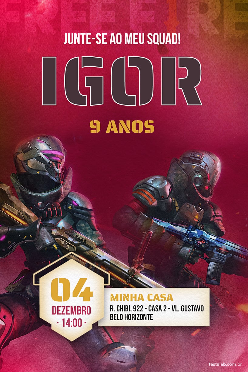 Modelo de Convite de Aniversario - Squad vermelho Criar convite de aniversário - Squad vermelho| FestaLab