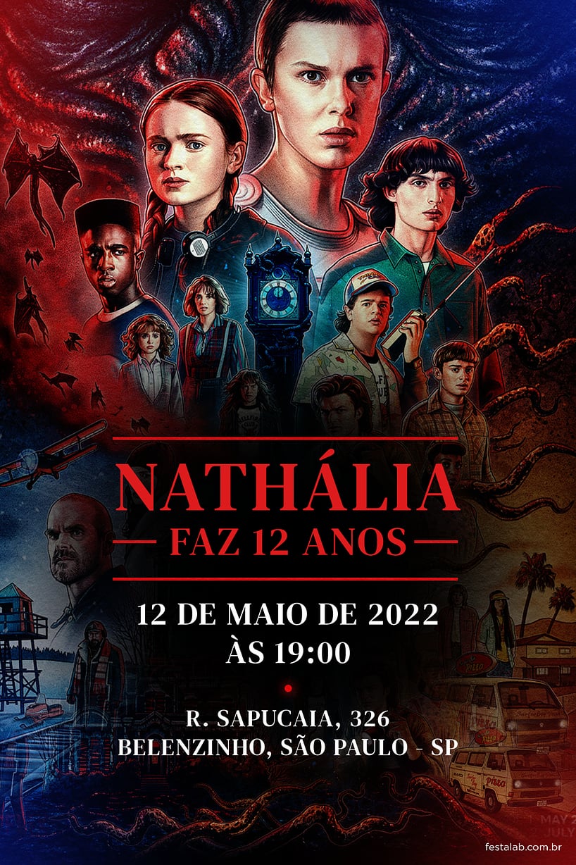 Modelo de Convite de Aniversario - Stranger Things Criar convite de aniversário - Stranger Things| FestaLab