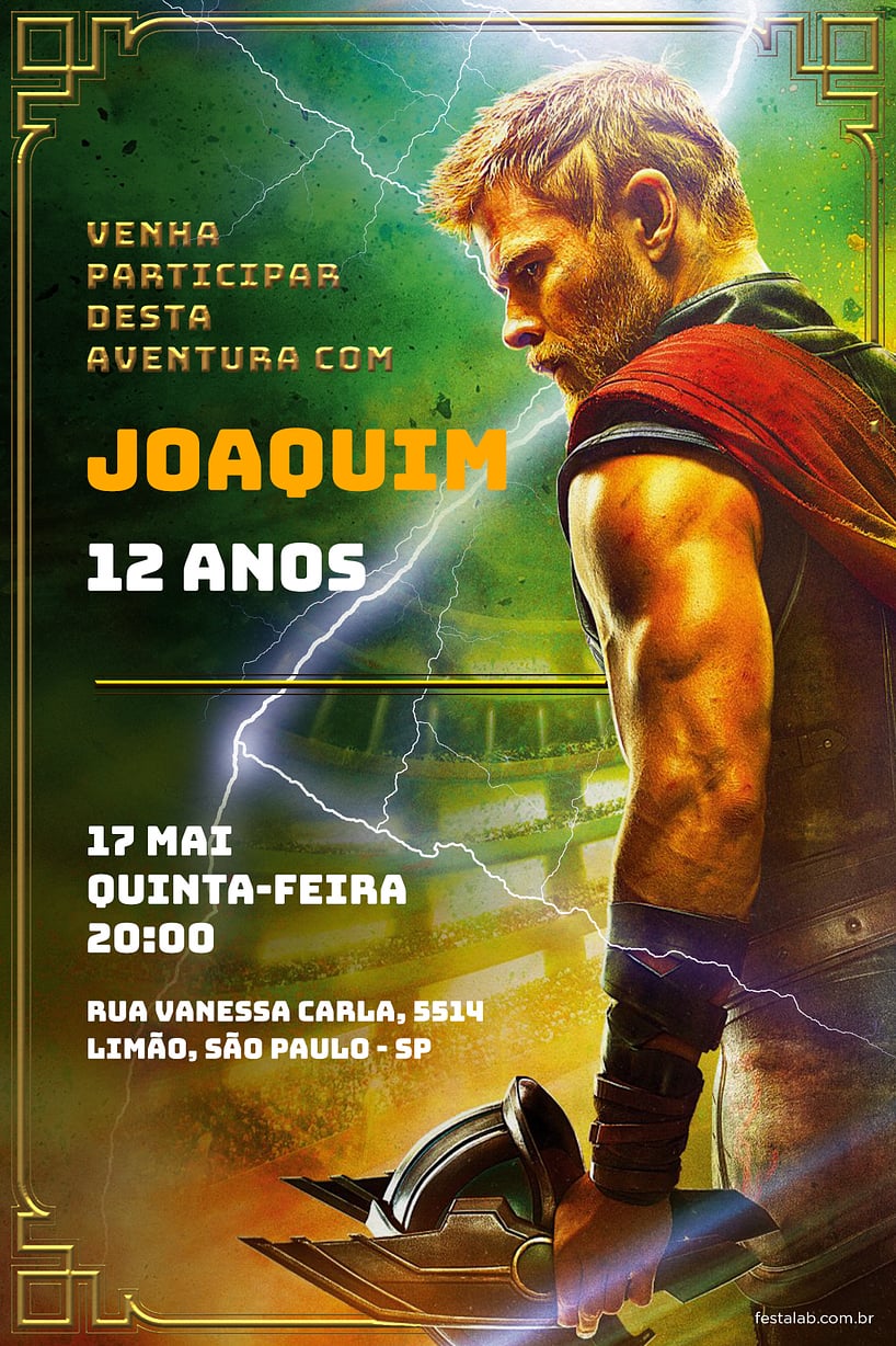 Modelo de Convite de Aniversario - Super Thor Criar convite de aniversário - Super Thor| FestaLab