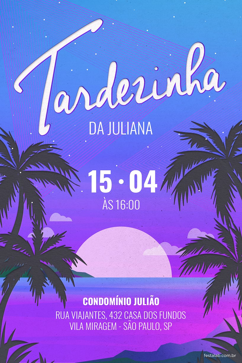 Modelo de Convite de Aniversario - Tardezinha azul Criar convite de aniversário - Tardezinha azul| FestaLab