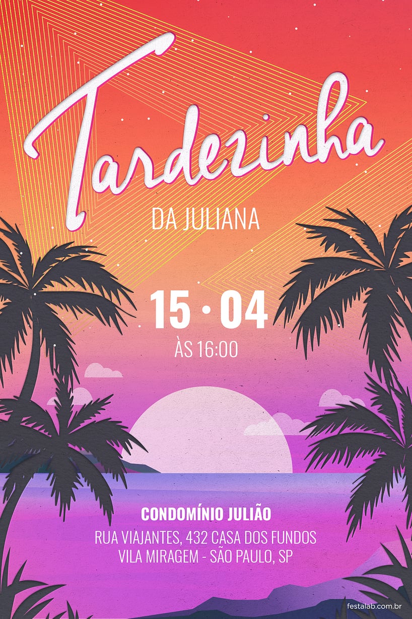 Modelo de Convite de Aniversario - Tardezinha laranja Criar convite de aniversário - Tardezinha laranja| FestaLab