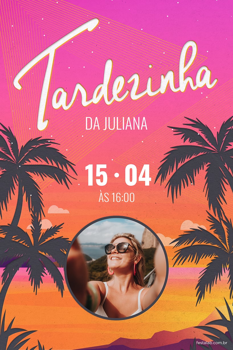 Modelo de Convite de Aniversario - Tardezinha rosa Criar convite de aniversário - Tardezinha rosa| FestaLab