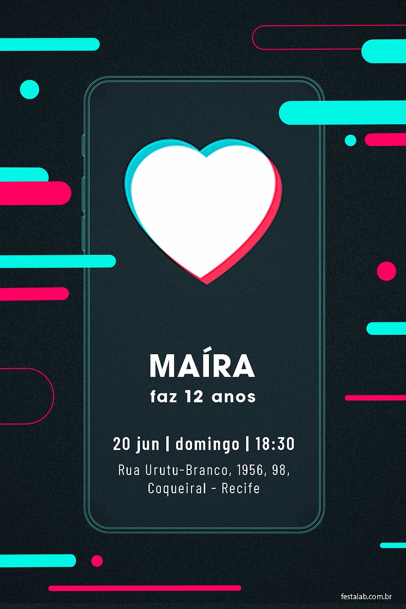 Modelo de Convite de Aniversario - TikTok Cel Criar convite de aniversário - TikTok Cel| FestaLab
