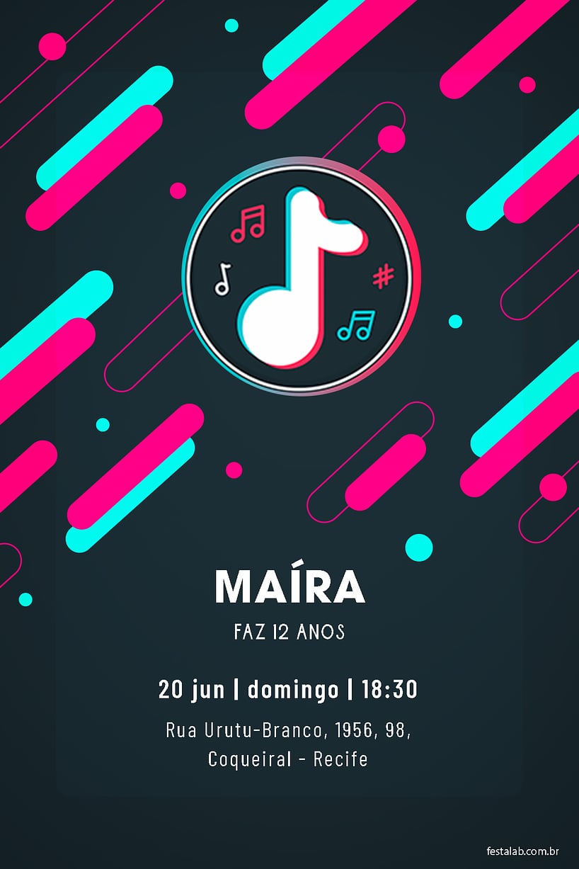 Modelo de Convite de Aniversario - TikTok Criar convite de aniversário - TikTok| FestaLab