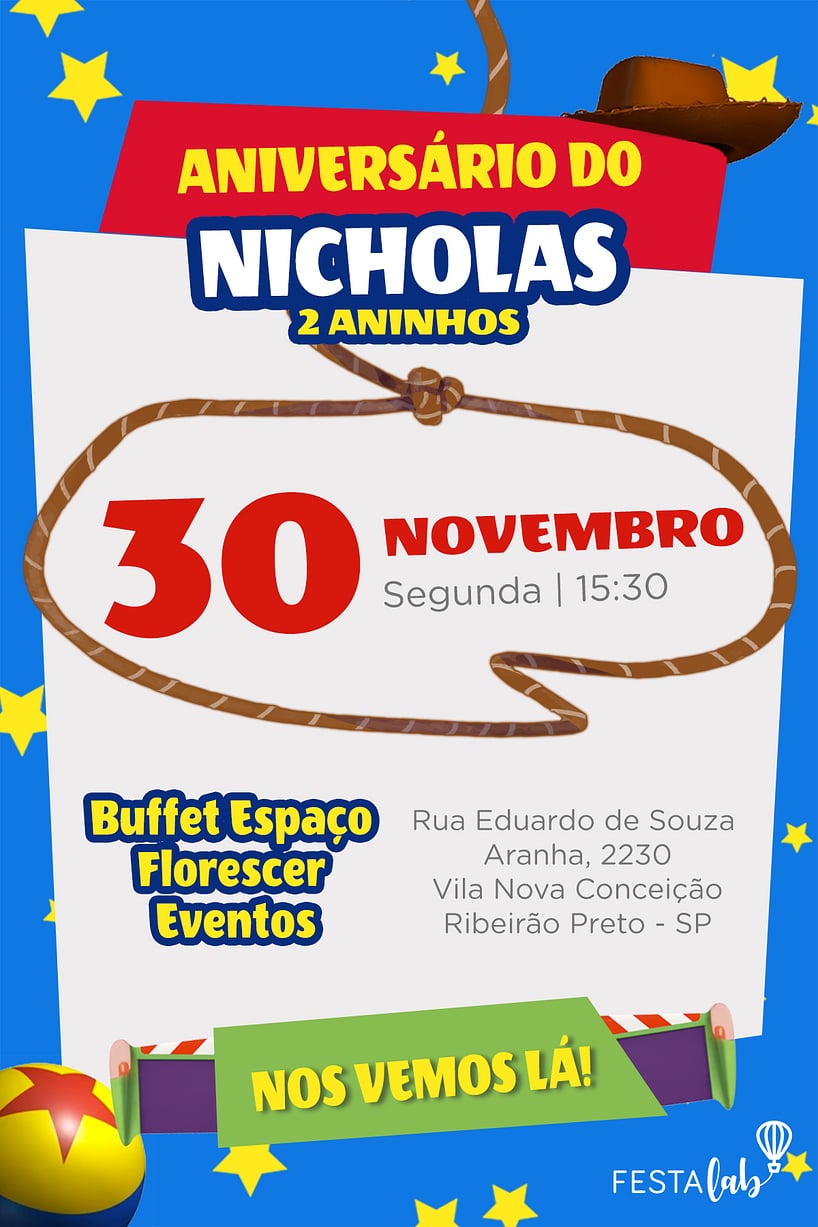 Modelo de Convite de Aniversario - Toy Story Criar convite de aniversário - Toy Story| FestaLab