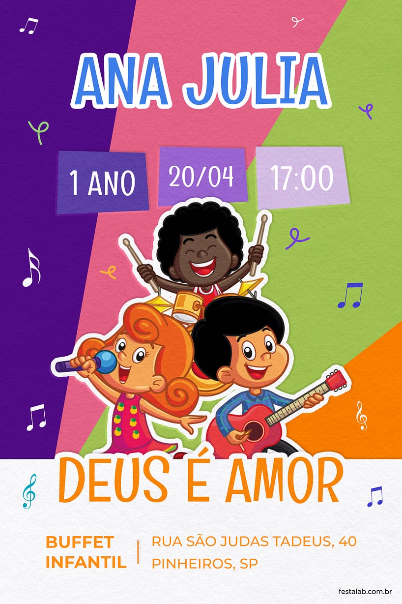 Modelo de Convite de Aniversario - Tres Palavrinhas Roxa Criar convite de aniversário - Três Palavrinhas Roxa| FestaLab