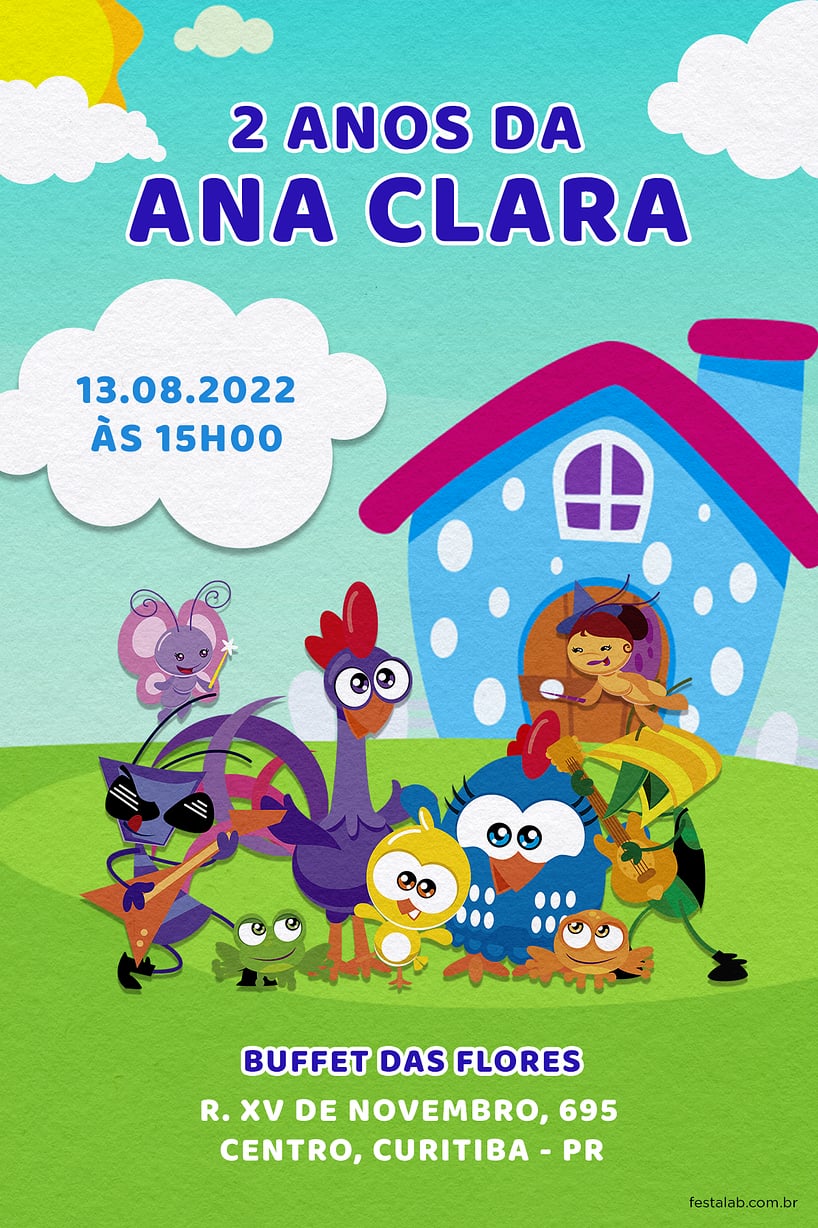 Modelo de Convite de Aniversario - Turma da Galinha Criar convite de aniversário - Turma da Galinha| FestaLab