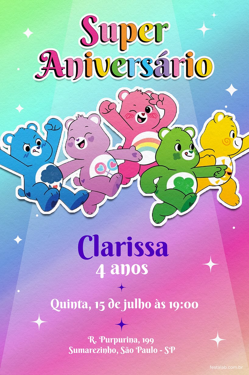 Modelo de Convite de Aniversario - Ursinhos carinhosos Criar convite de aniversário - Ursinhos carinhosos| FestaLab
