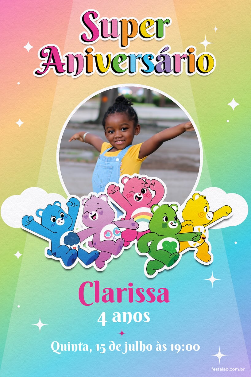 Modelo de Convite de Aniversario - Ursinhos carinhosos candy Criar convite de aniversário - Ursinhos carinhosos candy| FestaLab