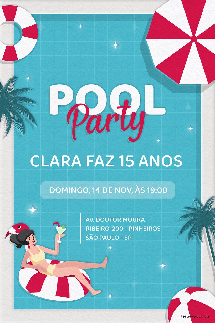 Modelo de Convite de Aniversario - Verao Criar convite de aniversário - Verão| FestaLab