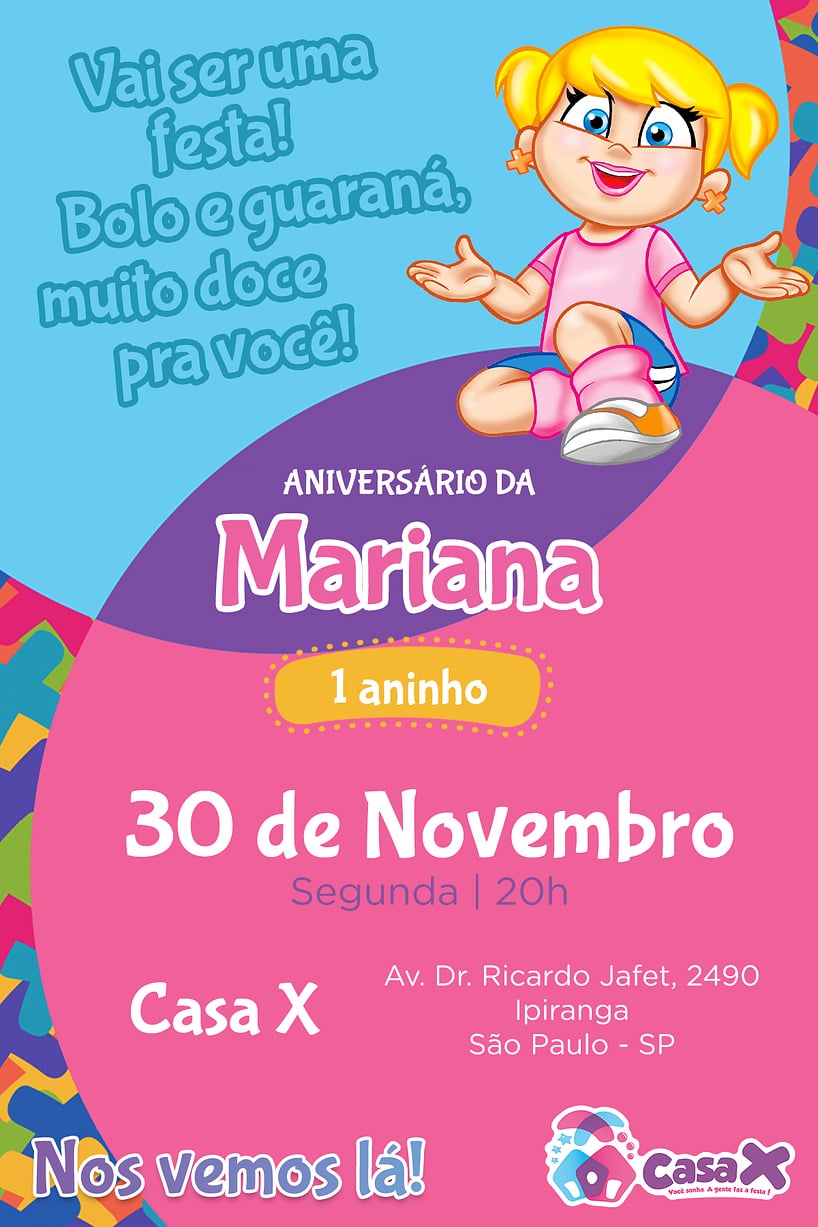 Modelo de Convite de Aniversario - Casa X - Xuxinha Criar convite de aniversário - Casa X - Xuxinha| FestaLab