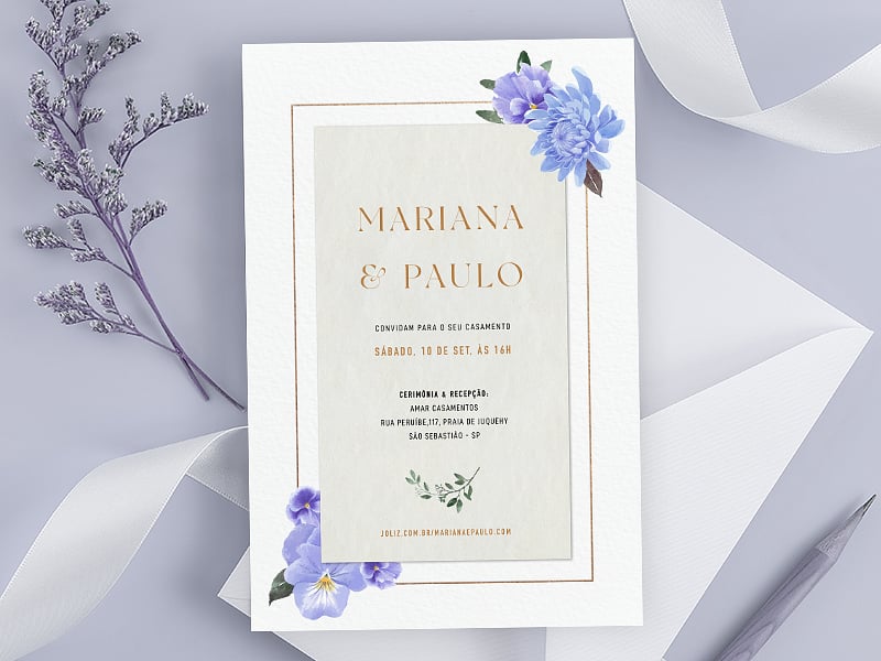 Modelo de Convite de Casamento - Amor Perfeito Crie seu convite de casamento - Amor Perfeito| FestaLab
