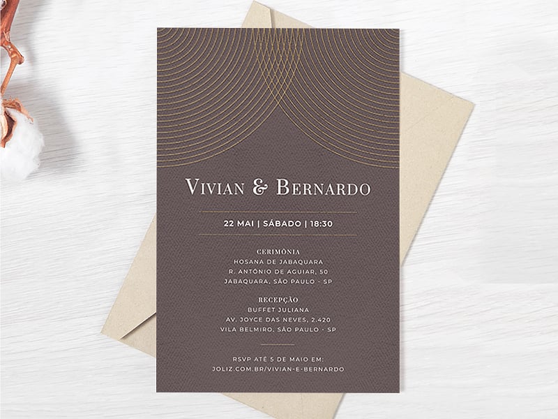 Modelo de Convite de Casamento - Circulo minimalista marrom Crie seu convite de casamento - Circulo minimalista marrom| FestaLab