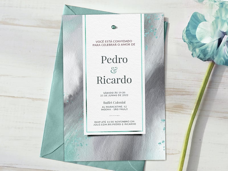 Modelo de Convite de Casamento - Esfumado azul Crie seu convite de casamento - Esfumado azul| FestaLab