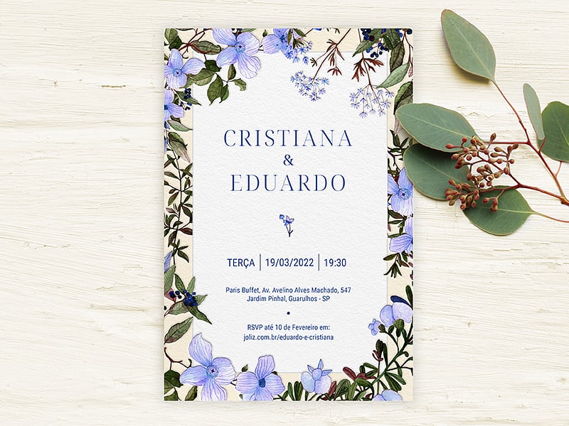 Modelo de Convite de Casamento - Floral Lilas Crie seu convite de casamento - Floral Lilás| FestaLab