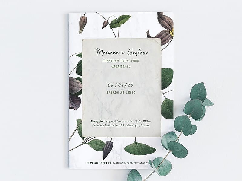 Modelo de Convite de Casamento - Floral Moderno Crie seu convite de casamento - Floral Moderno| FestaLab