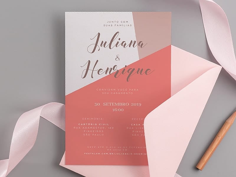 Modelo de Convite de Casamento - Minimalista terracota Crie seu convite de casamento - Minimalista terracota| FestaLab
